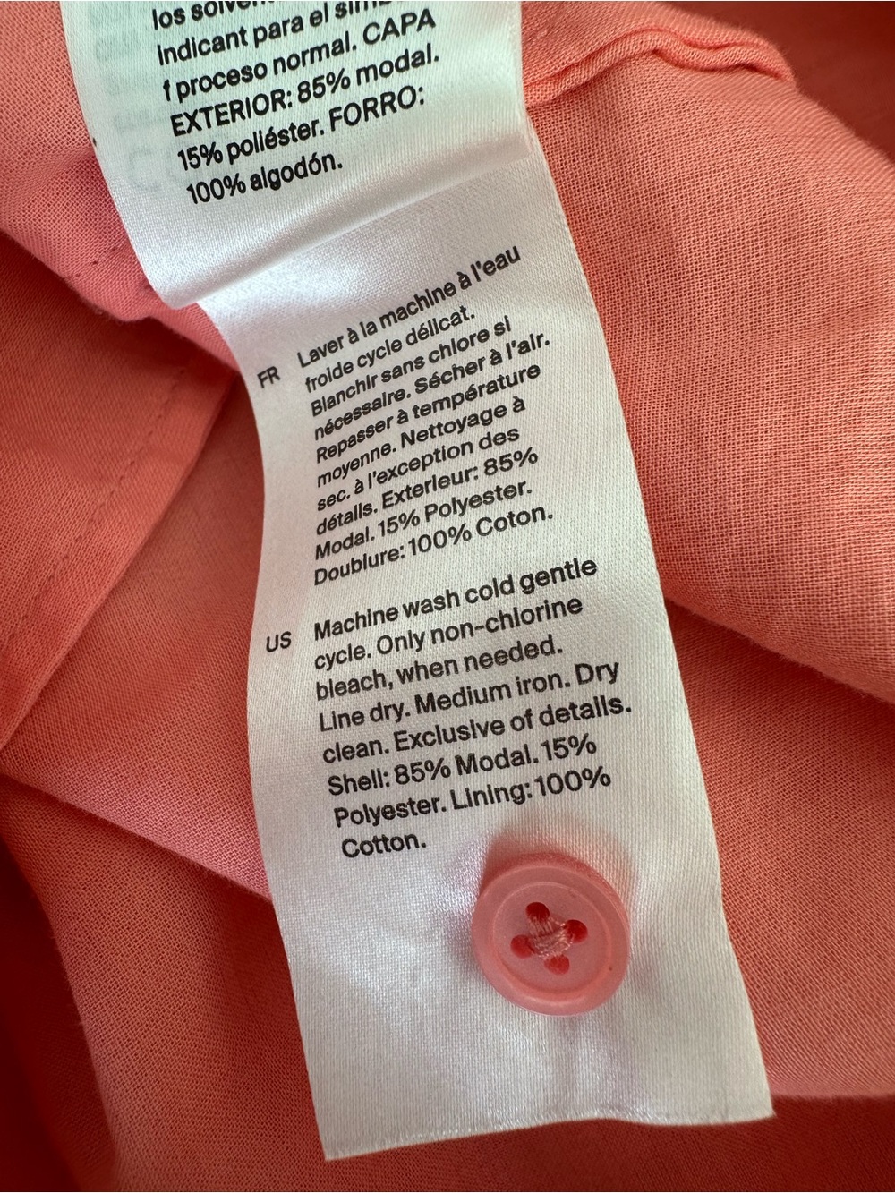 COS Pink Coral Midi Shirt Dress Tie Waist Minimalist Quiet Luxury size 8 - Picture 8 of 8